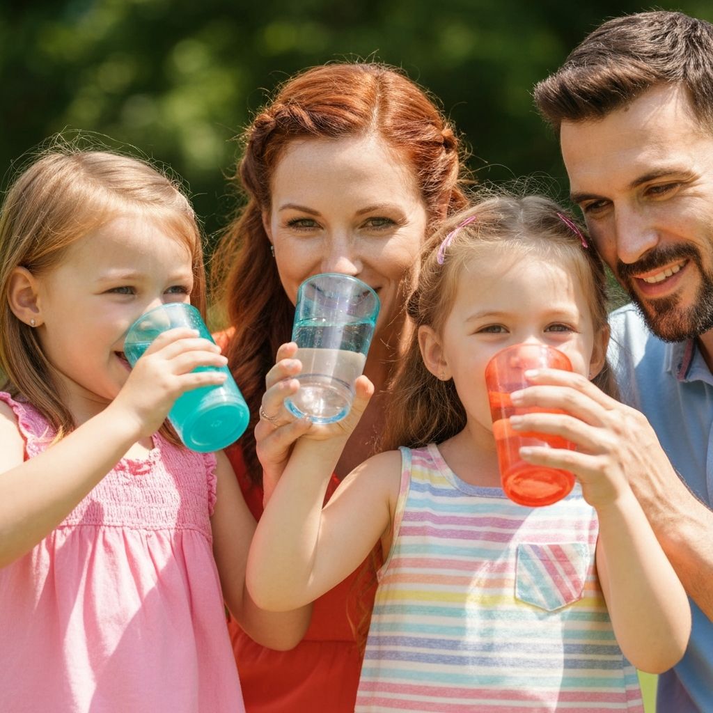 Family drinking water